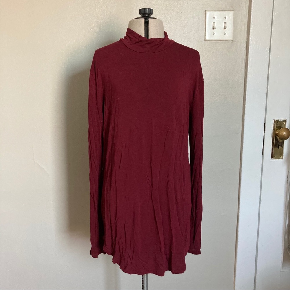 Nordstrom Maroon Mock Turtleneck Long Sleeve Top
